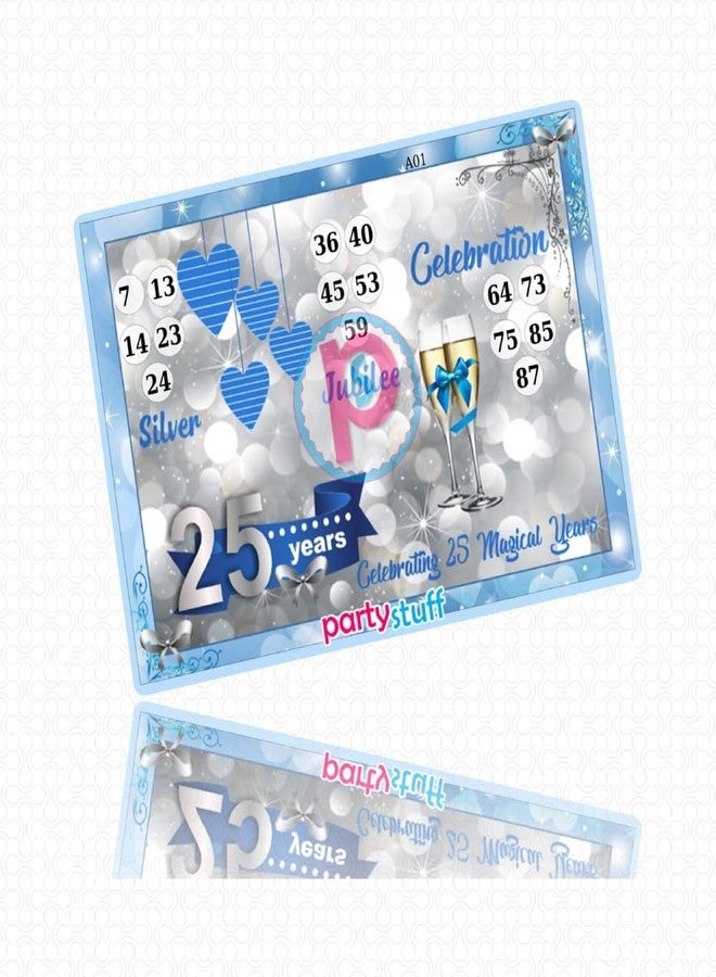 PartyStuff Anniversary Theme Tambola Housie Tickets - Silver Jubilee kukuba 1 - Designer Kukuba (24 Cards) - Image 2